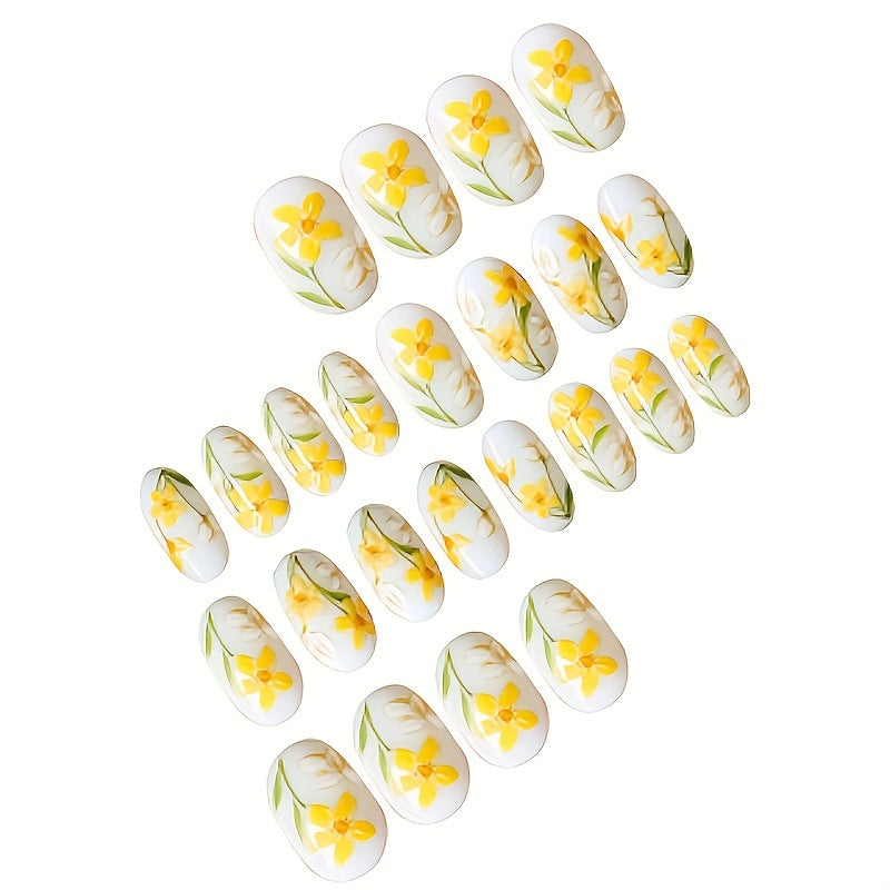 Floral-Themed Press-On Nail Art Set Stornfield