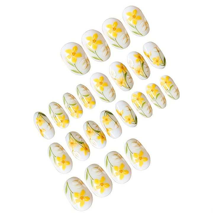 Floral-Themed Press-On Nail Art Set Stornfield