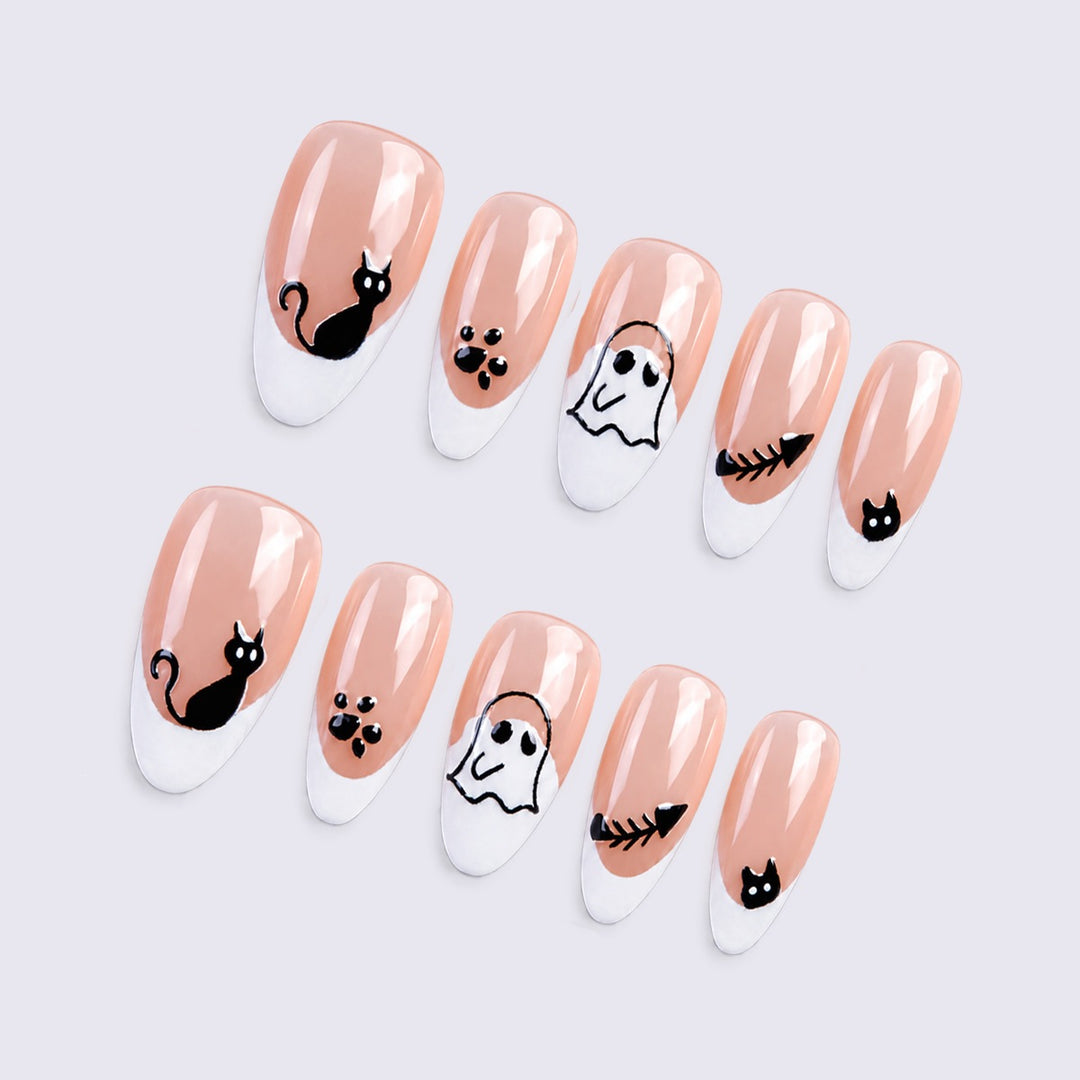 Creative Acrylic Nail Set with Halloween Motifs Stornfield