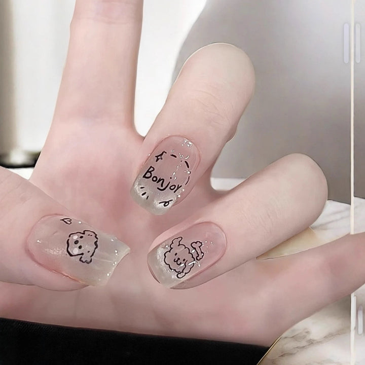 Artistic Press-On Nail Set with Playful Designs Stornfield