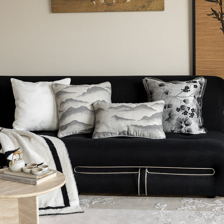 Decorative pillow with mountain motifs