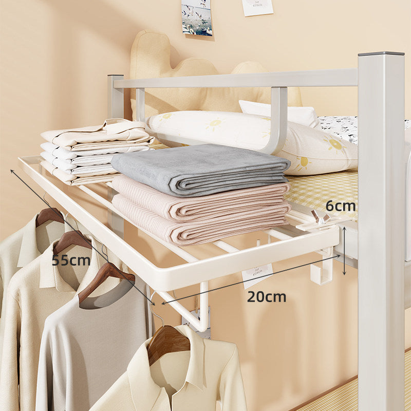 Over-Bunk Bed Rail Hanging Drying and Clothes Organizer Rack