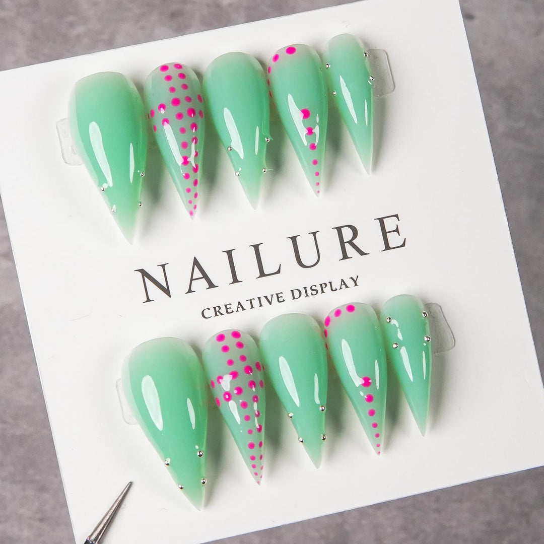Stiletto Press-On Nail Enhancements with Gem Accents