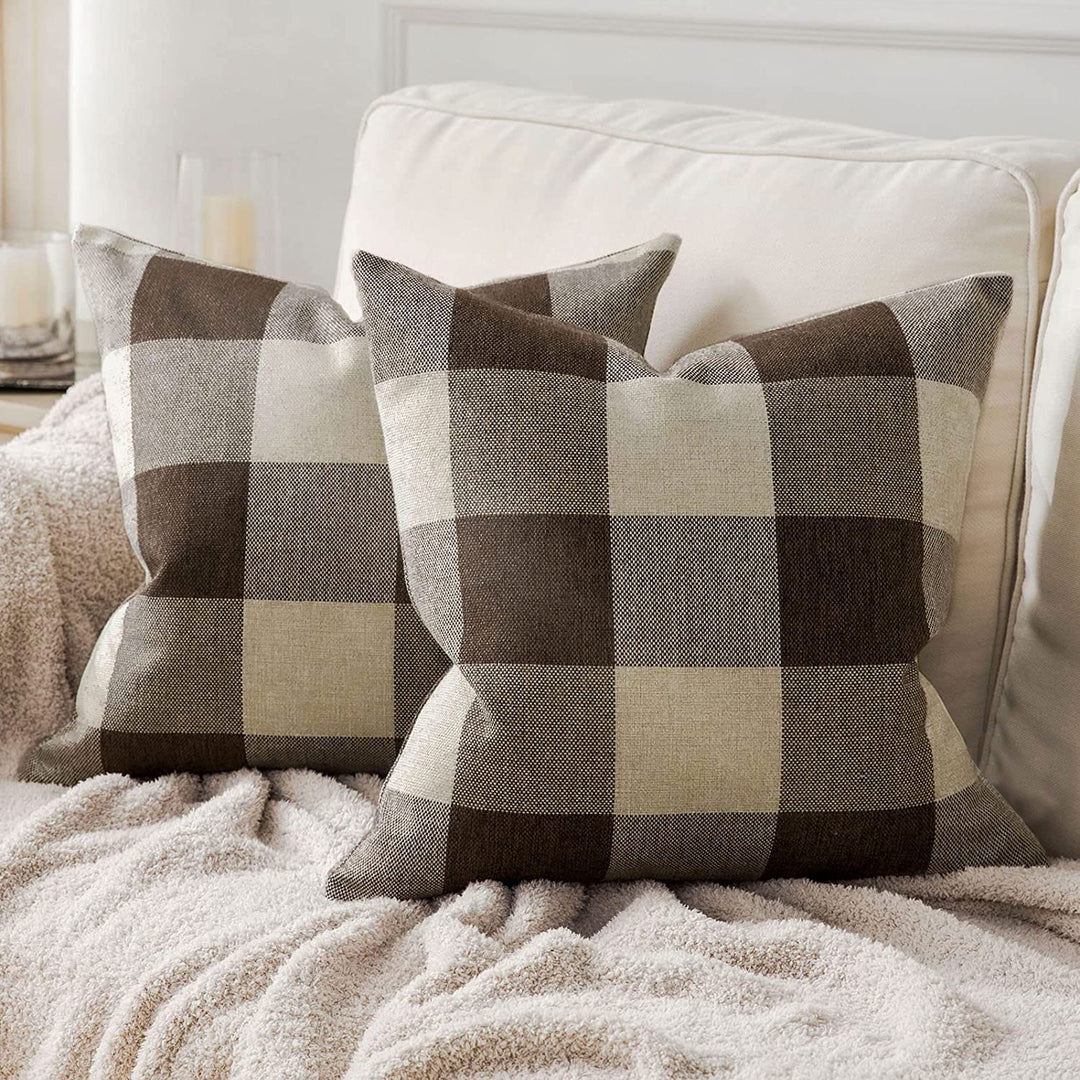 Buffalo Check Square Throw Pillow Covers with Hidden Zipper
