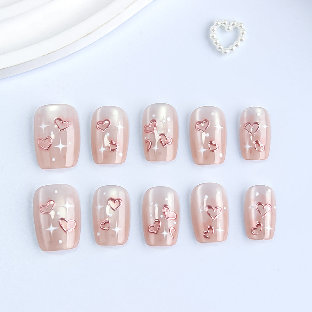 Heart-Embellished Press-On Nail Set Stornfield