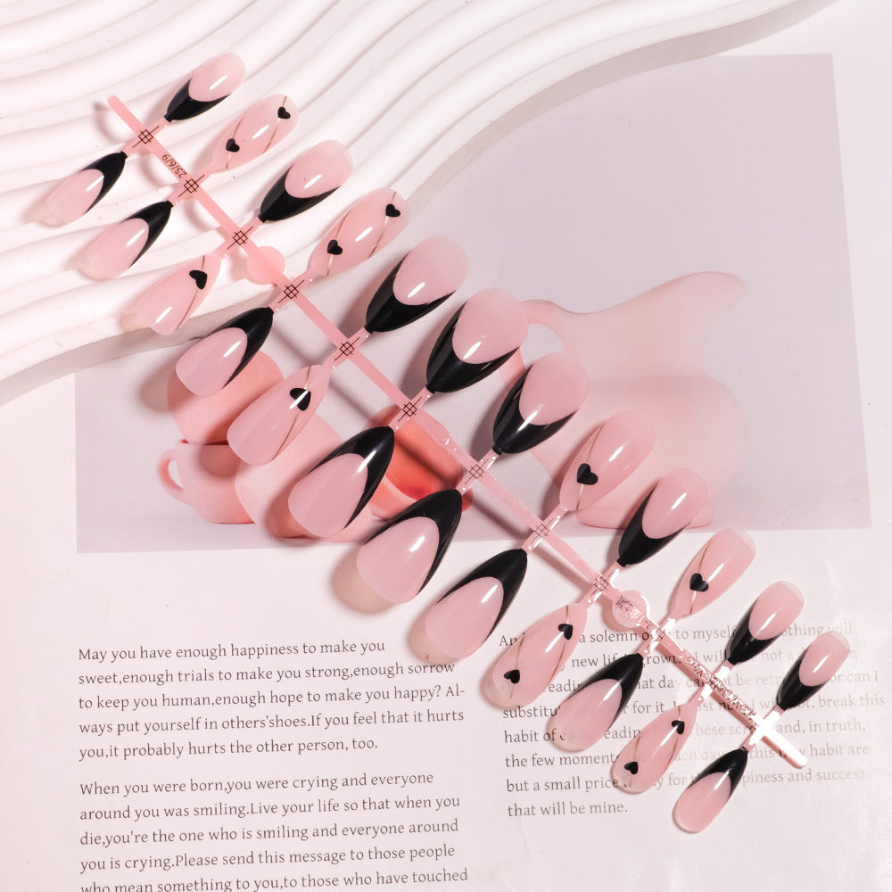 Elegant Heart-Accented Press-On Nail Set Stornfield