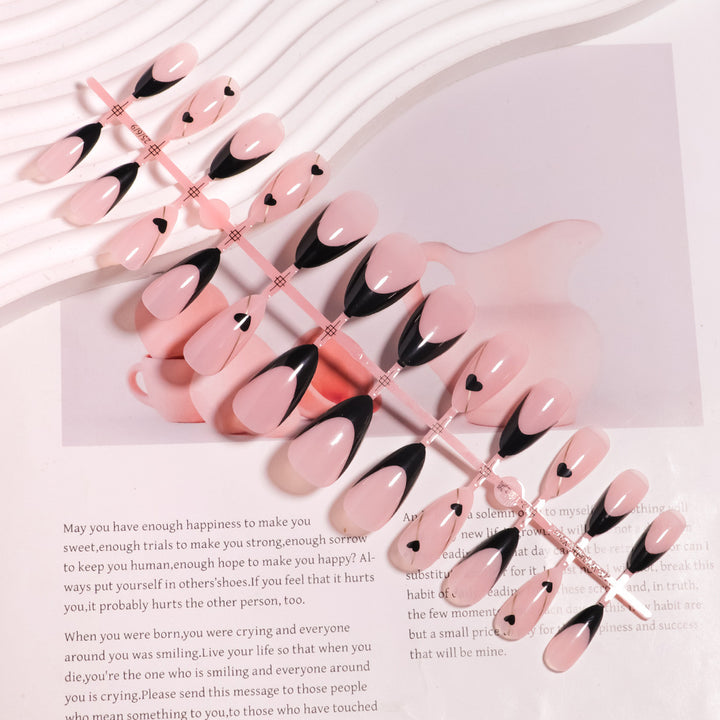 Elegant Heart-Accented Press-On Nail Set Stornfield
