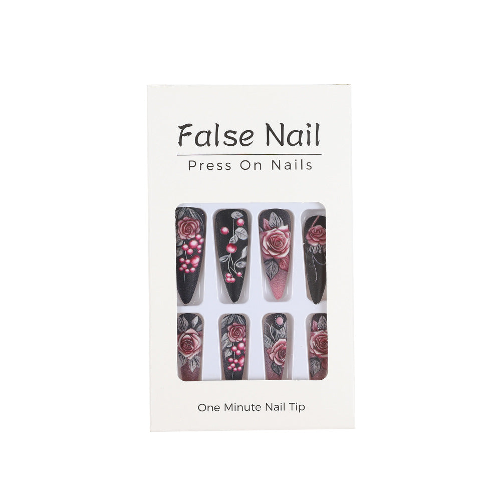 Artificial nails with detailed rose design Stornfield