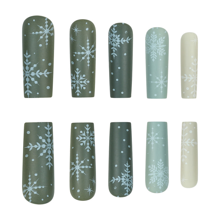 Festive Snowflake-Themed Press-On Nails Stornfield