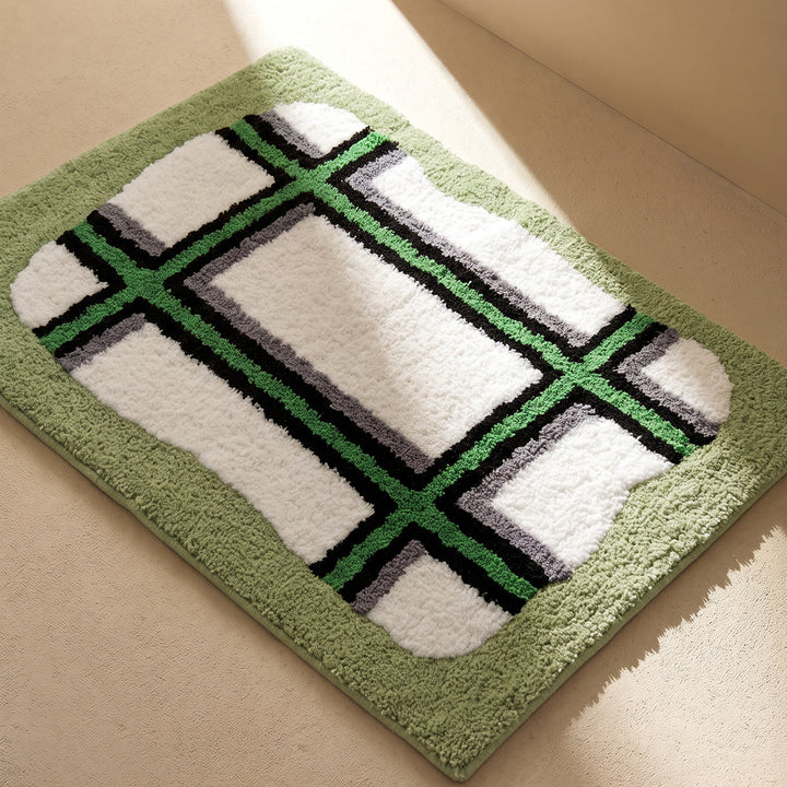 Soft Plush Geometric Pattern Bath Mat