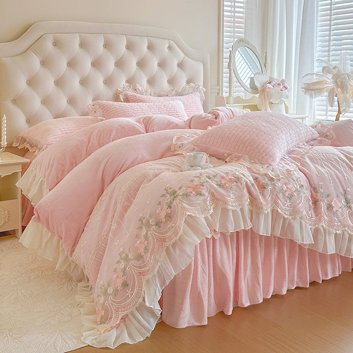 Embroidered Floral Bedding Set
