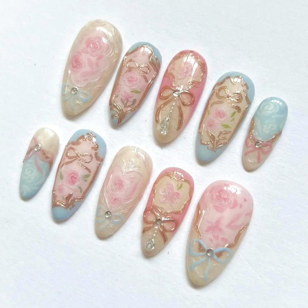 Elegant Floral Art Press-On Nail Set