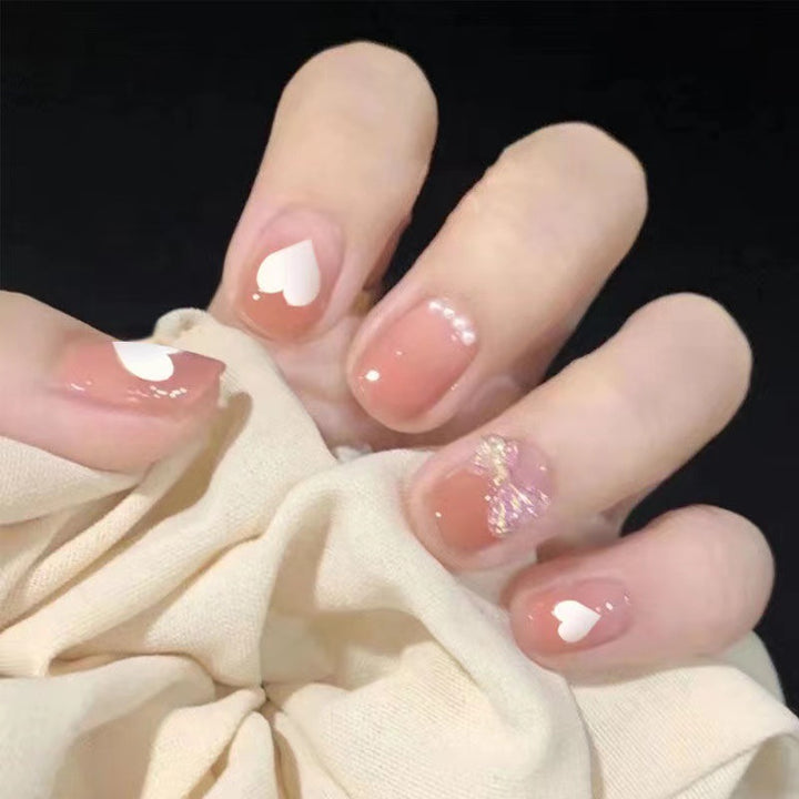 Heart-Design Glitter Press-On Nails Stornfield