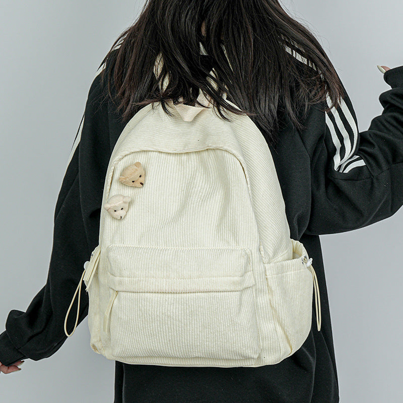 Corduroy Textured Casual School Backpack Stornfield