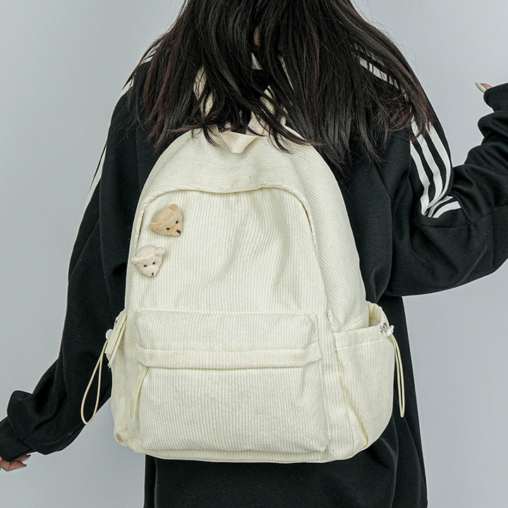Corduroy Textured Casual School Backpack Stornfield