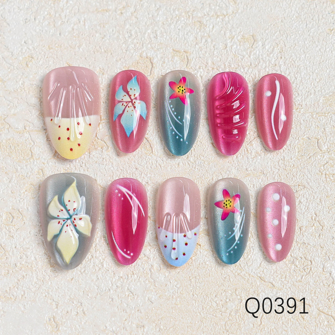Artistic Floral Design Press-On Nail Set Stornfield