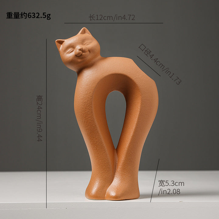 Cat-Shaped Decorative Sculpture