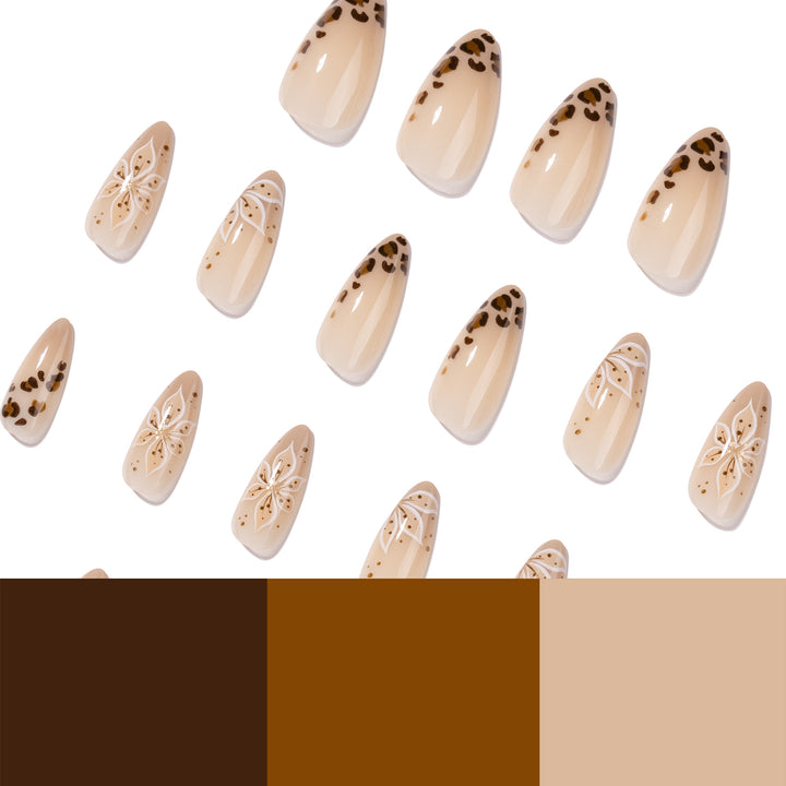 Elegant artificial nails with floral design and Stornfield accents