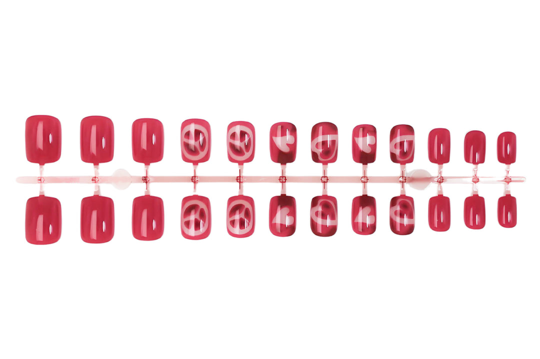 Acrylic nail set with elegant heart and pattern designs Stornfield