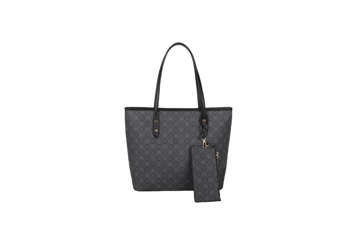 Geometric Patterned Tote Bag with Detachable Zip Pouch
