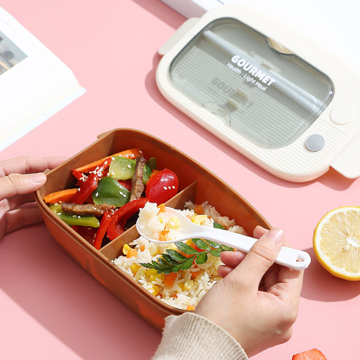 Multi-Compartment Meal Prep Box with Integrated Utensils