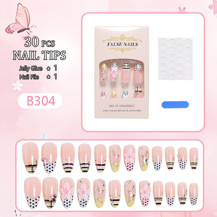 Artificial nail set with decadent floral and geometric design Stornfield