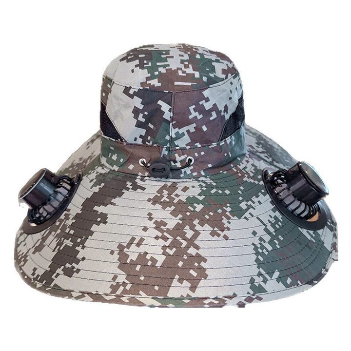 Bbreathable sun hat with two integrated mini fans, wide brim and adjustable chin strap Stornfield