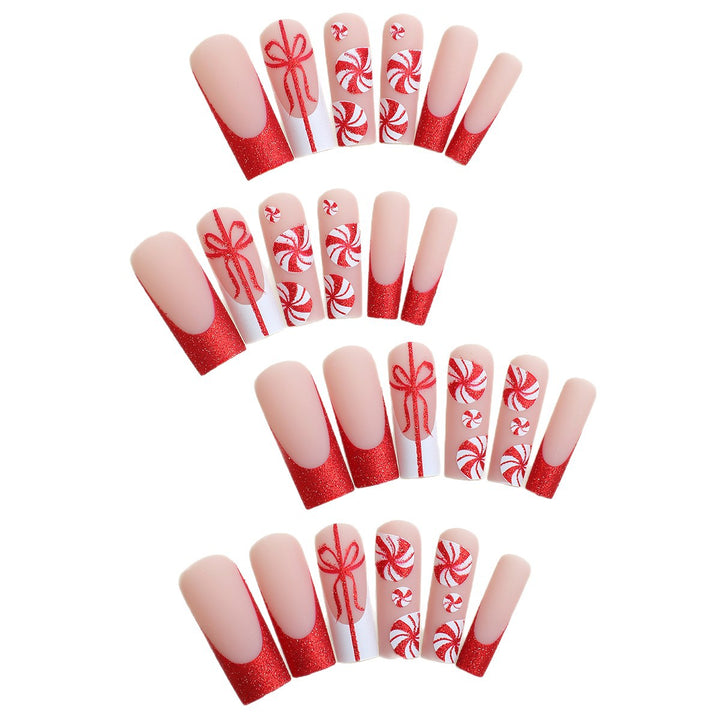 Festive Candy Cane Press-On Nail Art Stornfield
