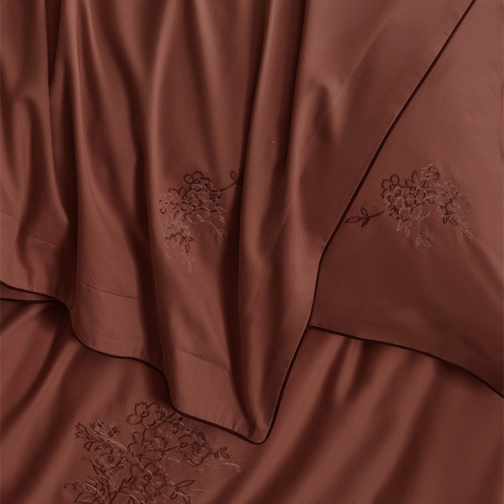 Luxury Embroidered Cotton Sateen Duvet Cover Bedding Set