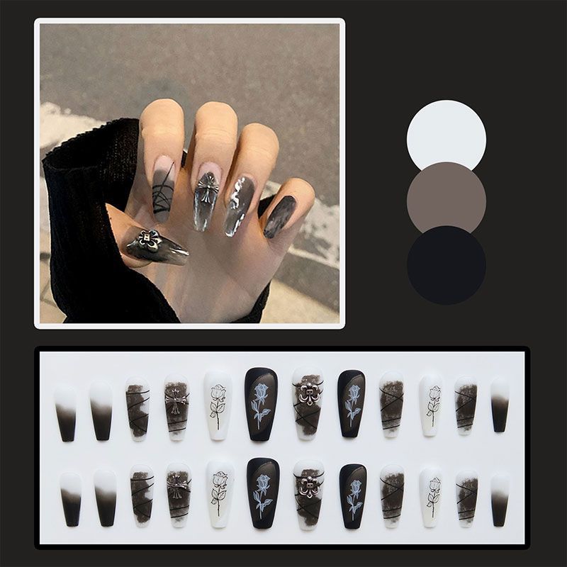 Artistic Floral Abstract Press-On Nail Set Stornfield