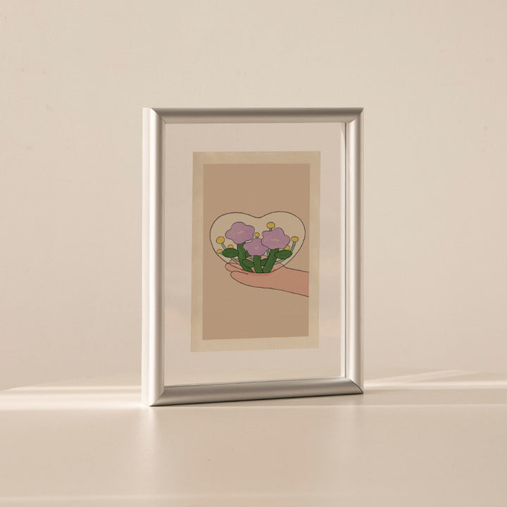 Heart-Shaped Botanical Illustration Frame for Home