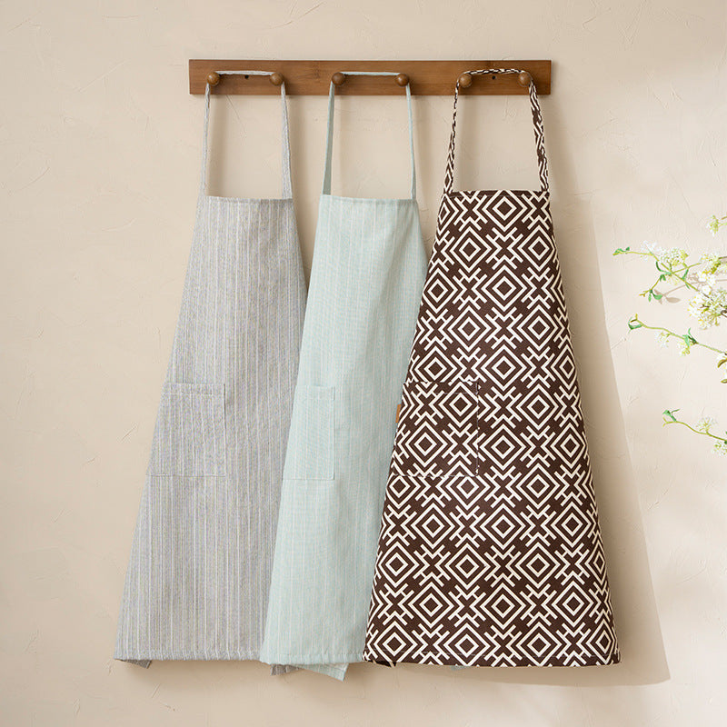 Bistro and chef apron with fine pinstripe structure and sewn-on breast pocket