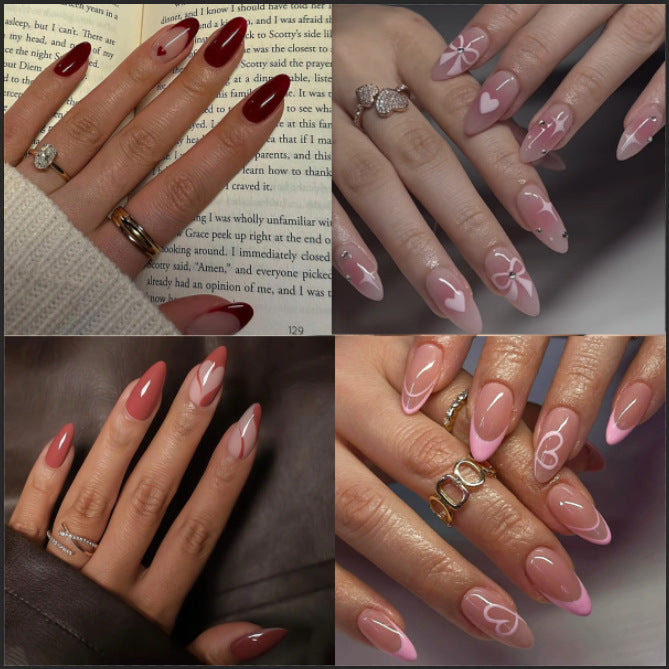 Nail art set with elegant heart and flower decorations Stornfield