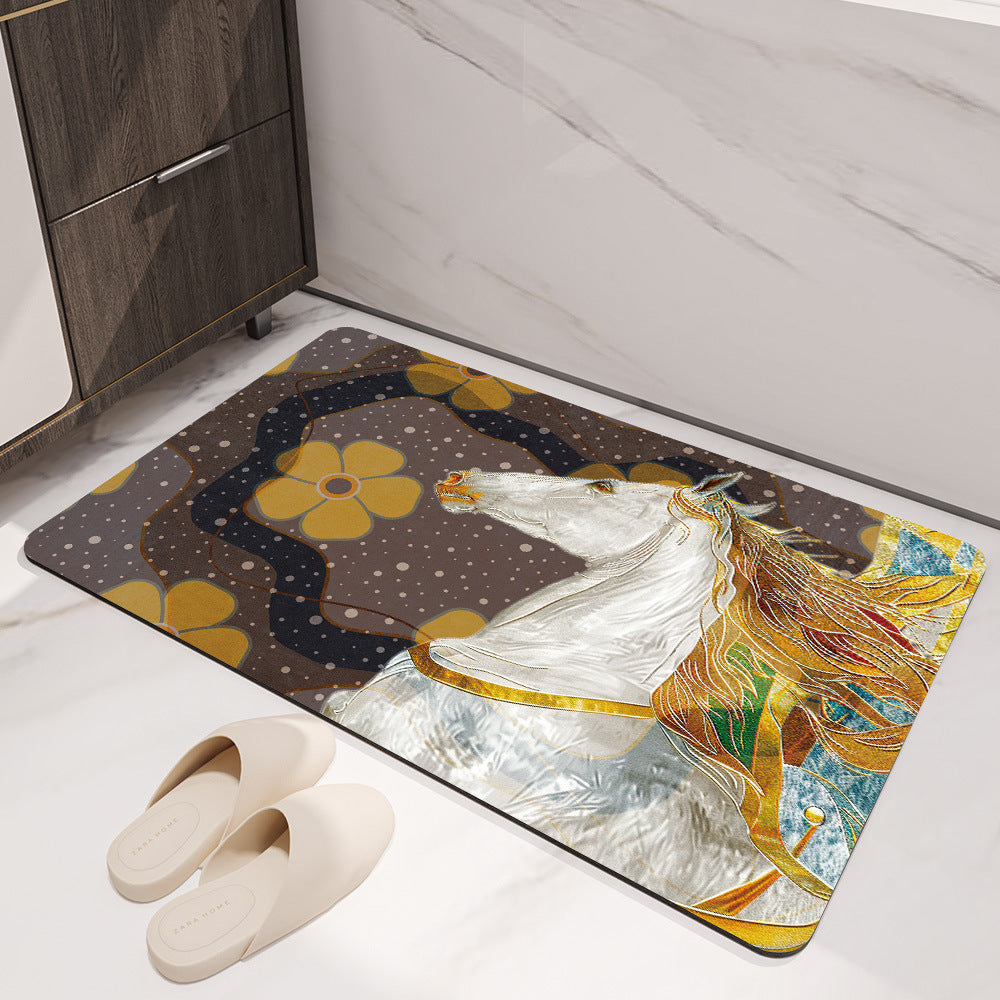 Artistic Horse-Themed Bath Mat Stornfield