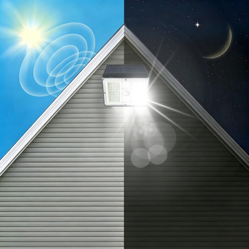 High-Output Solar Motion-Sensor LED Security Wall Light With Adjustable Solar Panel And Wide-Angle Floodbeam Stornfield