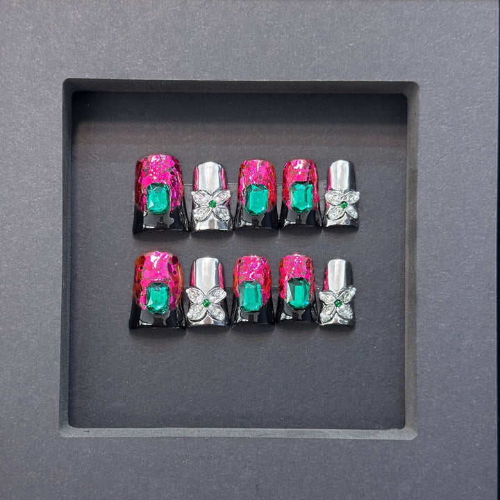 Glamorous Press-On Nail Design with Jewel Accents Stornfield