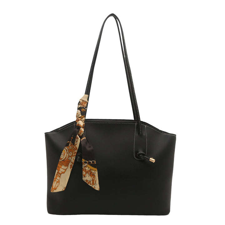 Elegant Scarf-Accent Tote Bag