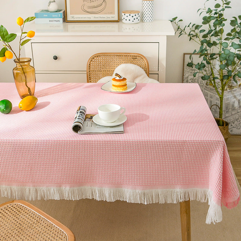 Stornfield | Modern Waffle Tablecloth, Knitted Lace Fabric Coffee Cloth, Round Tablecloth, Rectangular Tablecloth