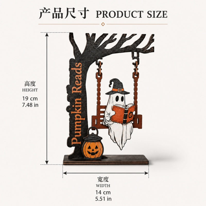 Whimsical Halloween Ghost and Cat Decoration Stornfield