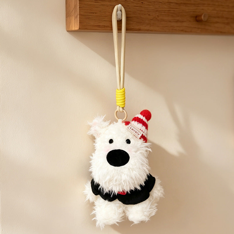 Fluffy Bunny Bag Charm Keychain with Faux-Fur Plush Body and Decorative Resin Accent Stornfield