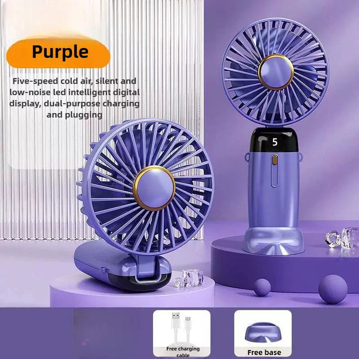 Unisex One Size Foldable Rechargeable Hand Fan with More Speed LED Display Removable Charging Base Stornfield