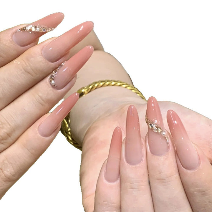 Artistic Press-On Nail Set with Unique Bow and Heart Accents Stornfield