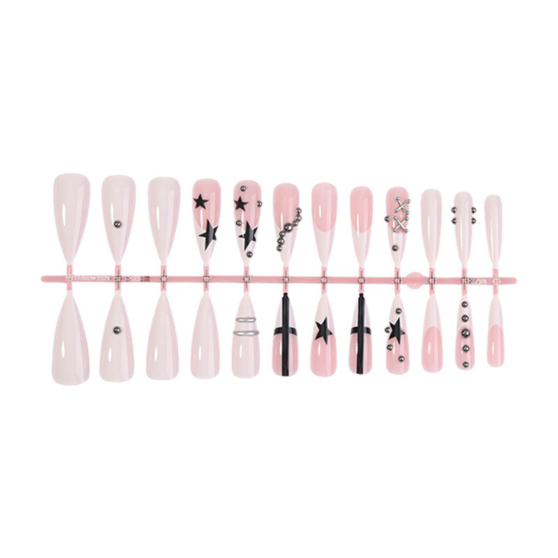 Artificial nail set with elegant star and glitter design Stornfield