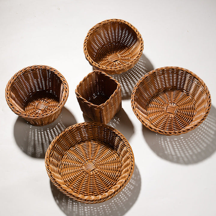 Handcrafted Round Wicker Serving Bowl Stornfield