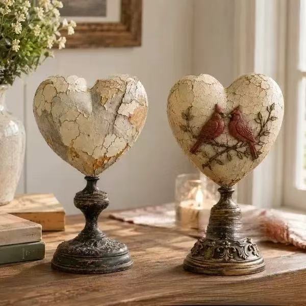 Decorative heart sculpture with bird motif Stornfield