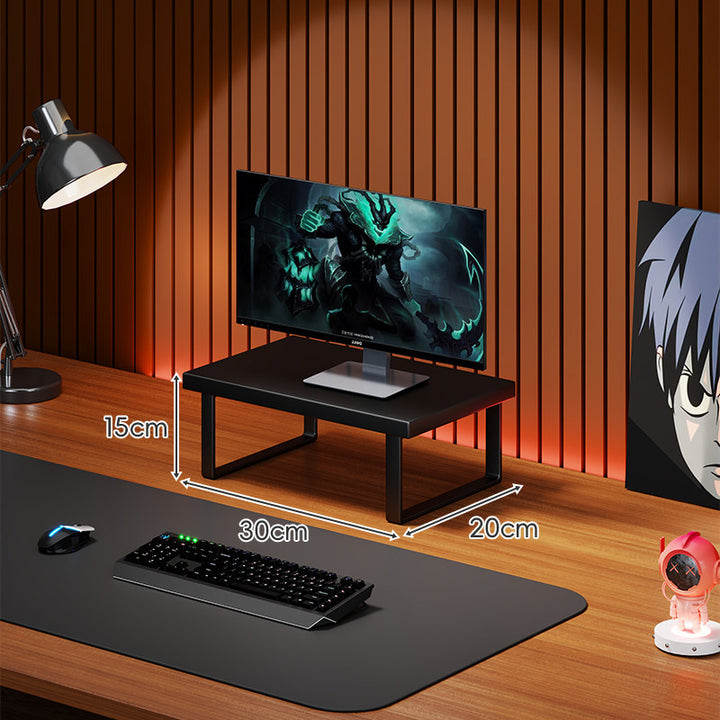 Wooden Monitor Riser Stand with Metal Frame and Cable Management