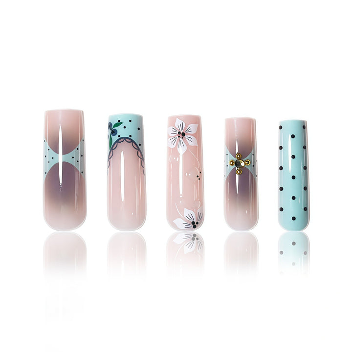 Elegant Floral Acrylic Nail Art Extensions Stornfield