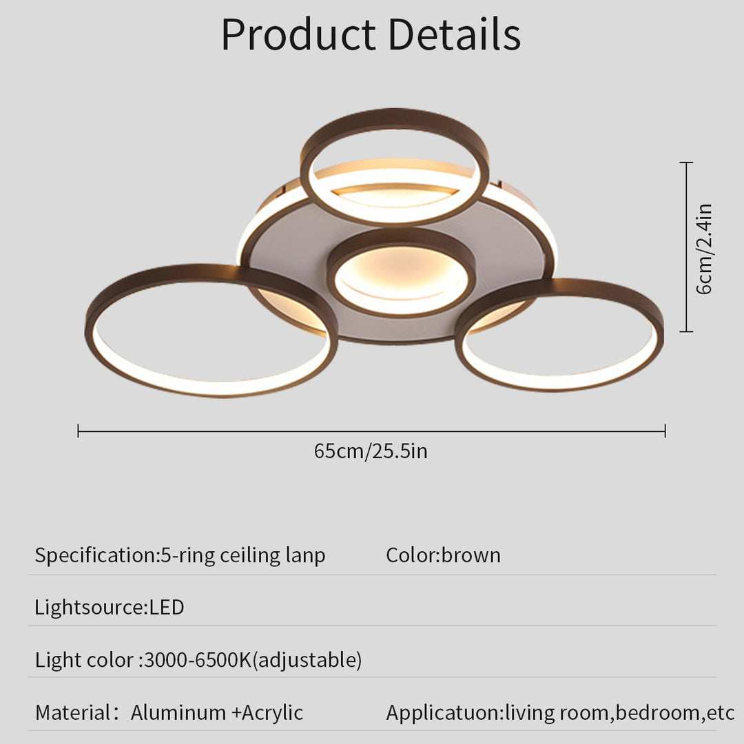 Modern Adjustable LED Ring Ceiling Light