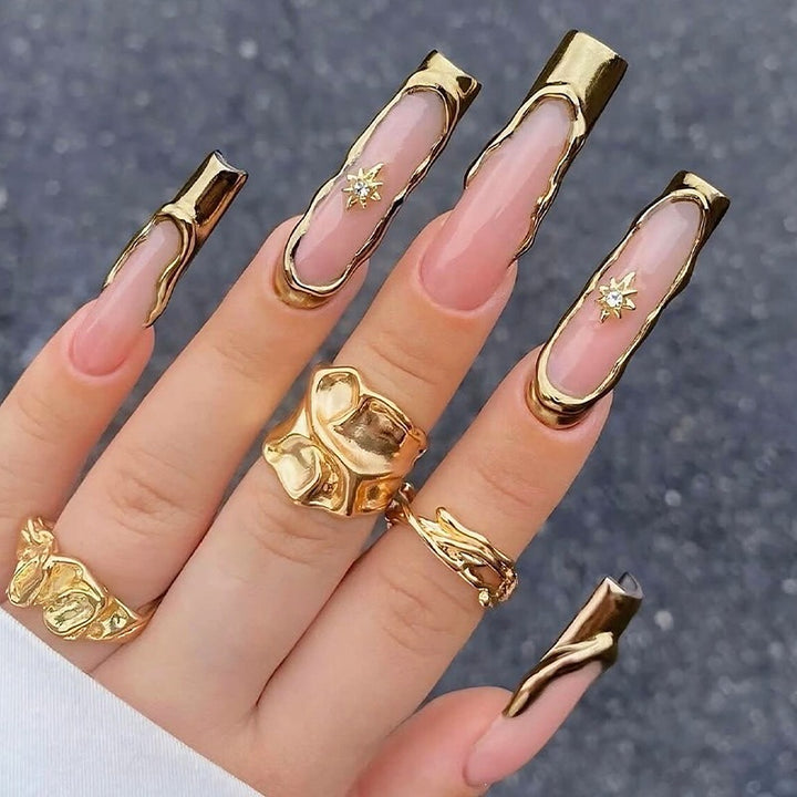 Nail set with glamorous decorations and elegant accents Stornfield