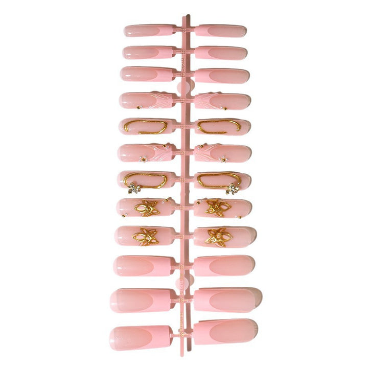 Elegant Artificial Nail Tips with Gold Accents Stornfield